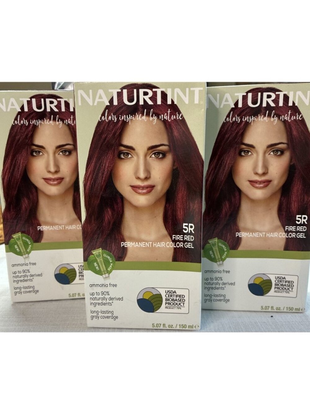 Naturtint 5R Permanent Hair Color Gel FIRE RED  3 Pack lot Amonia Free Vegan